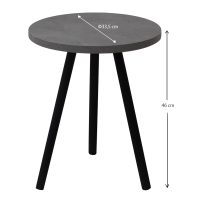 Τραπεζάκι βοηθητικό Roma Megapap χρώμα γκρι ρετρό 33,5x33,5x46εκ.