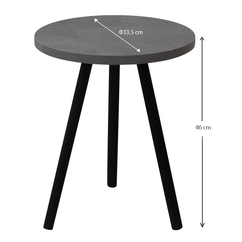 Τραπεζάκι βοηθητικό Roma Megapap χρώμα γκρι ρετρό 33,5x33,5x46εκ.