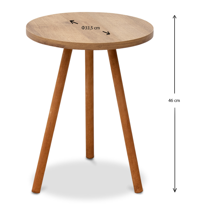 Τραπεζάκι βοηθητικό Roma Megapap χρώμα pine oak 33,5x33,5x46εκ.