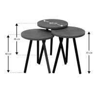 Τραπεζάκια βοηθητικά Roma Megapap χρώμα γκρι ρετρό