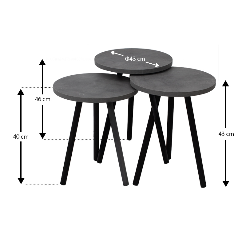 Τραπεζάκια βοηθητικά Roma Megapap χρώμα γκρι ρετρό