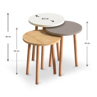 Τραπεζάκια βοηθητικά Roma Megapap χρώμα λευκό - cappuccino - oak