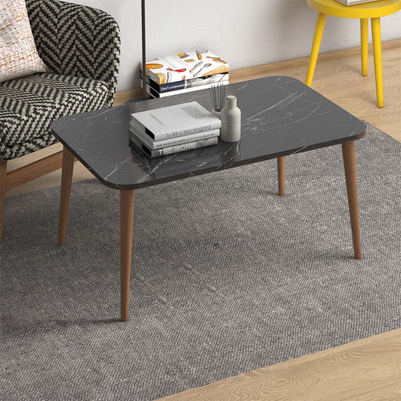 Τραπεζάκι σαλονιού Soul Megapap χρώμα μαύρο εφέ μαρμάρου 90x55x41εκ.