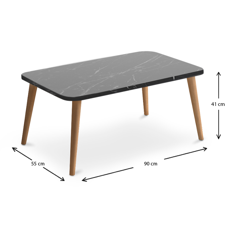 Τραπεζάκι σαλονιού Soul Megapap χρώμα μαύρο εφέ μαρμάρου 90x55x41εκ.