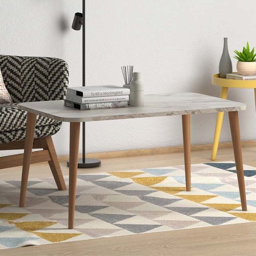 Τραπεζάκι σαλονιού Soul Megapap χρώμα μπεζ εφέ μαρμάρου 90x55x41εκ.