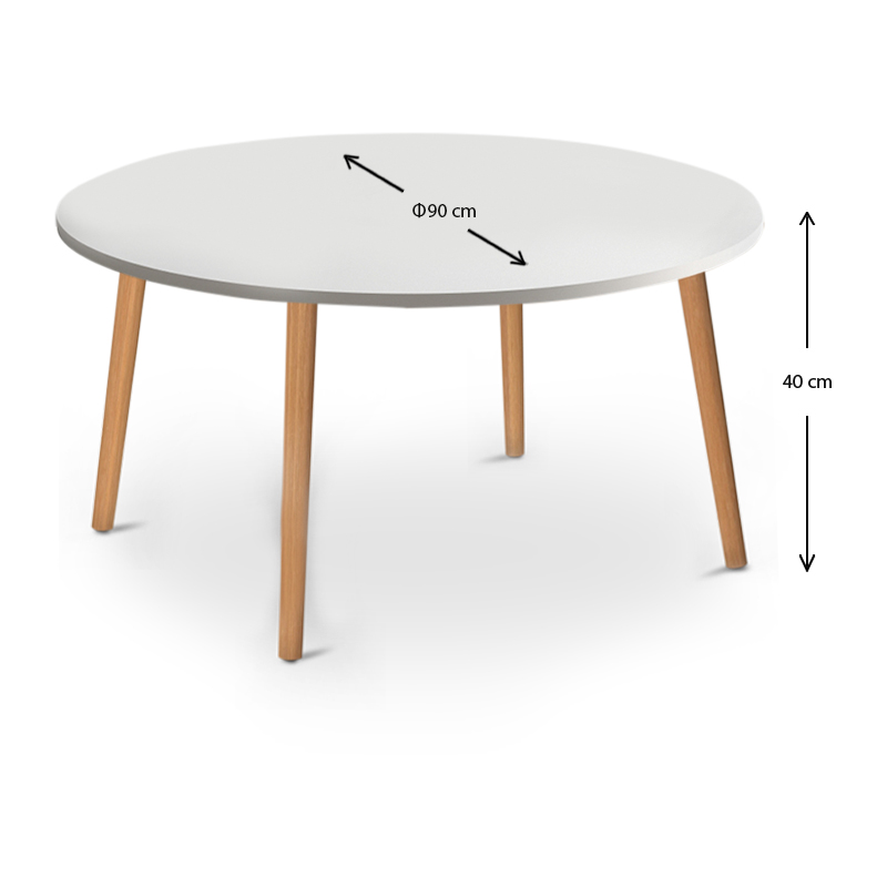 Τραπεζάκι σαλονιού Circle Megapap χρώμα λευκό 90x90x40εκ.