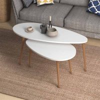 GP022-00391-1 Βοηθητικά τραπεζάκια Elips Megapap χρώμα λευκό 116x46x46εκ.