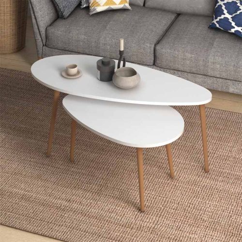 GP022-00391-1 Βοηθητικά τραπεζάκια Elips Megapap χρώμα λευκό 116x46x46εκ.