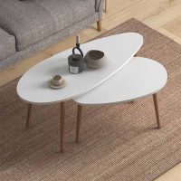 GP022-00391-2 Βοηθητικά τραπεζάκια Elips Megapap χρώμα λευκό 116x46x46εκ.