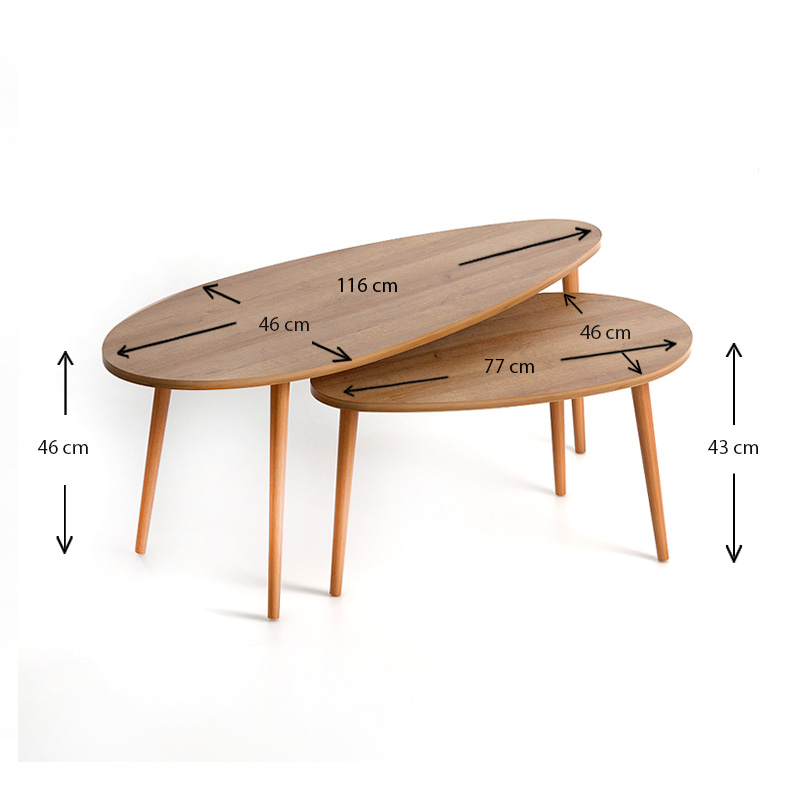 Τραπεζάκια βοηθητικά Elips Megapap χρώμα pine oak 116x46x46εκ.