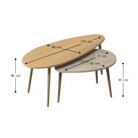 Τραπεζάκι σαλονιού σετ 2 τμχ Elips Megapap χρώμα oak - travertine 116x46x46εκ.