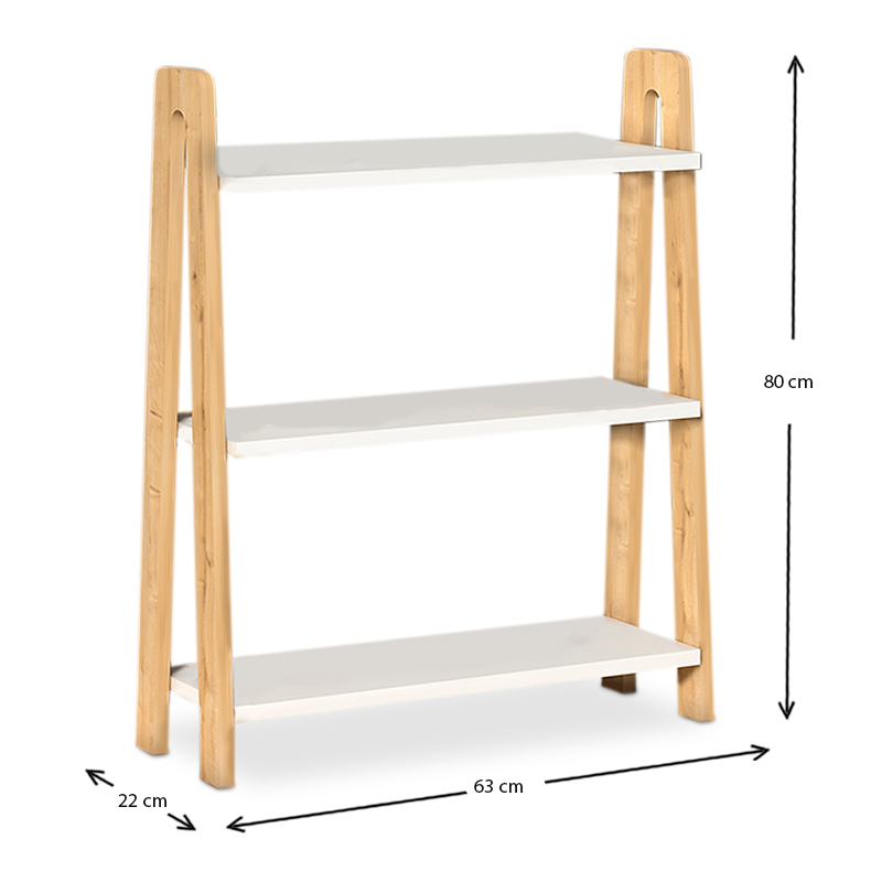 GP022-0043-2 Βιβλιοθήκη Como Megapap χρώμα λευκό - oak 63x22x80εκ.