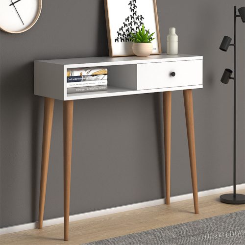 Κονσόλα Napoli Megapap χρώμα λευκό 90x29x88εκ.