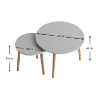 Σετ τραπεζάκια σαλονιού Roma Megapap 2 τμχ. χρώμα λευκό 60x60x46εκ.