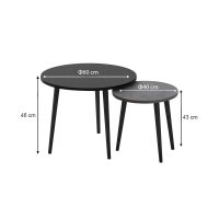 Τραπεζάκι σαλονιού σετ 2 τμχ Roma Megapap χρώμα μαύρο - γκρι ρετρό 60x60x46εκ.