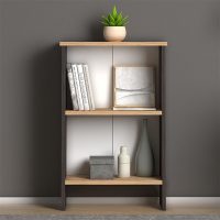 GP022-00741-2 Βιβλιοθήκη Flora Megapap χρώμα industrial grey - oak 52x25x80εκ.