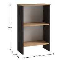 GP022-00741-4 Βιβλιοθήκη Flora Megapap χρώμα industrial grey - oak 52x25x80εκ.