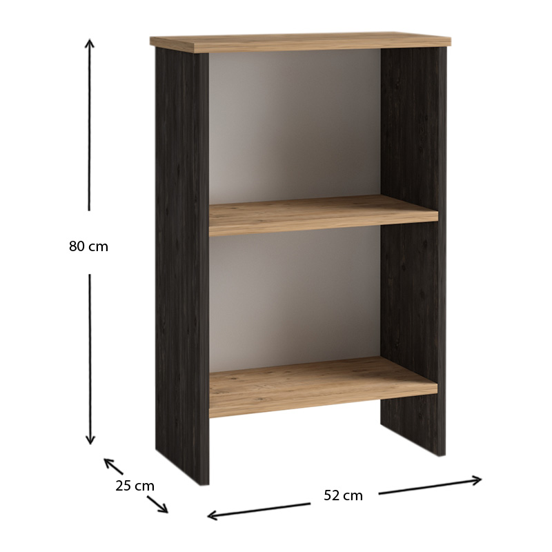 GP022-00741-4 Βιβλιοθήκη Flora Megapap χρώμα industrial grey - oak 52x25x80εκ.