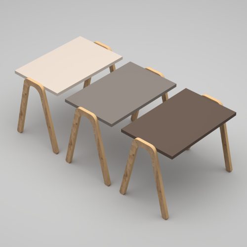 GP022-00942-1 Τραπεζάκια βοηθητικά σετ 3 τμχ Como Megapap χρώμα καφέ - cappuccino - κρεμ 52x32x40εκ.