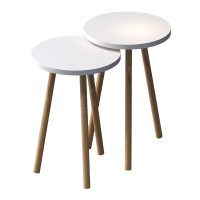 Τραπεζάκια βοηθητικά σετ 2 τμχ Roma Megapap χρώμα λευκό Ø34x46εκ.