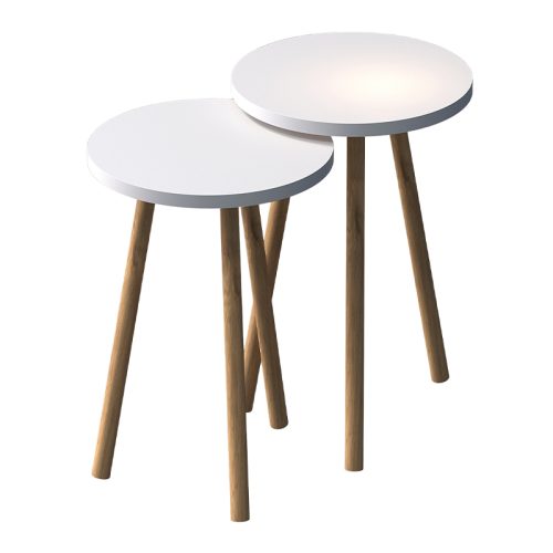 GP022-00972-1 Τραπεζάκια βοηθητικά σετ 2 τμχ Roma Megapap χρώμα λευκό Ø34x46εκ.