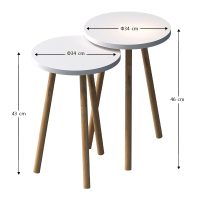 Τραπεζάκια βοηθητικά σετ 2 τμχ Roma Megapap χρώμα λευκό Ø34x46εκ.