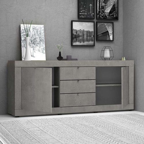 Μπουφές Ocean Megapap χρώμα γκρι σκυροδέματος 210x45x86εκ.