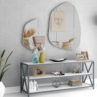 Σετ καθρεπτών τοίχου Denza Megapap 2 τμχ. χρώμα λευκό 100x80x2,2εκ.