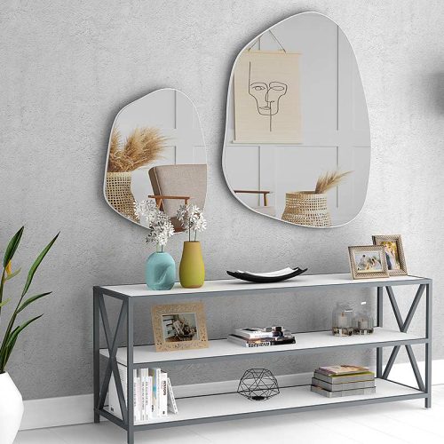 GP028-0061-1 Σετ καθρεφτών τοίχου Denza Megapap 2 τμχ. χρώμα λευκό 100x80x2,2εκ.