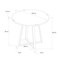 Τραπέζι Rubes Megapap χρώμα φυσικό οξιάς - ανθρακί 100x100x78εκ.
