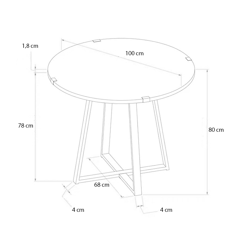Τραπέζι Rubes Megapap χρώμα καρυδί - ανθρακί 100x100x78εκ.