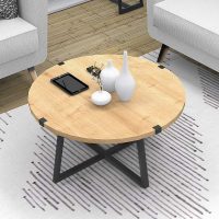 Τραπεζάκι σαλονιού Mauricio Megapap χρώμα φυσικό οξιάς - ανθρακί 78x78x43εκ.