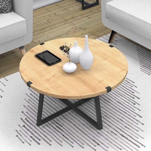 GP028-00651-1 Τραπεζάκι σαλονιού Mauricio Megapap χρώμα φυσικό οξιάς - ανθρακί 78x78x43εκ.