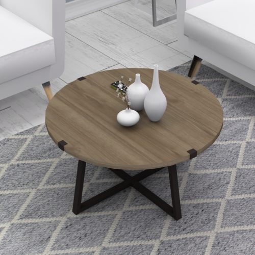 GP028-00653-1 Τραπεζάκι σαλονιού Mauricio Megapap χρώμα καρυδί - ανθρακί 78x78x43εκ.