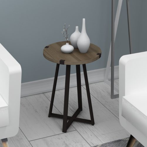 GP028-00664-1 Βοηθητικό τραπεζάκι Pedro Megapap χρώμα καρυδί - ανθρακί 44x44x58εκ.