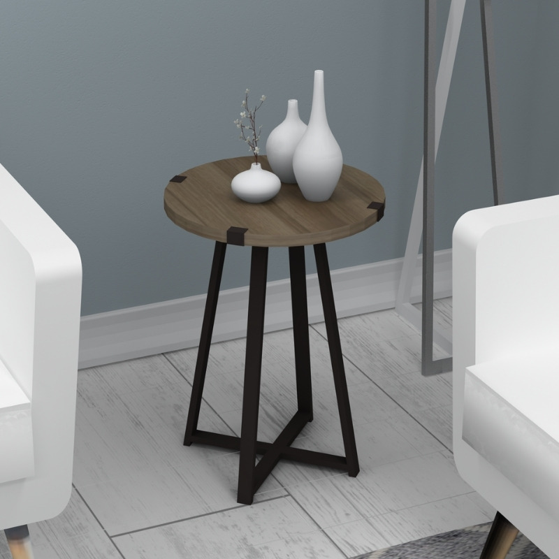 Τραπεζάκι βοηθητικό Pedro Megapap χρώμα καρυδί - ανθρακί 44x44x58εκ.