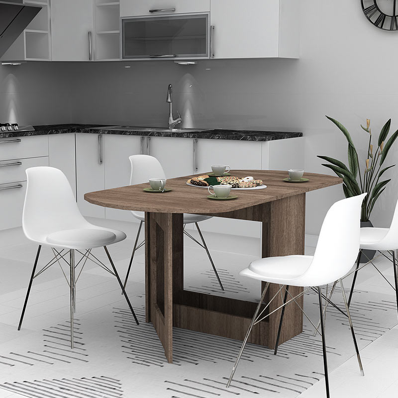 Τραπέζι Winslet Megapap επεκτεινόμενο χρώμα καρυδί 34(63+63)x80x76εκ.