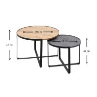 Σετ τραπεζάκια σαλονιού Davis Megapap 2τμχ. χρώμα φυσικό οξιάς/γκρι σκυροδέματος 70x69x46εκ.