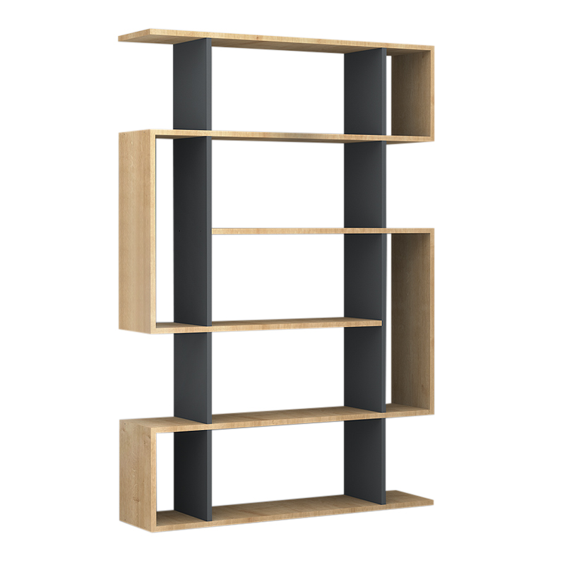 GP028-00771-2 Βιβλιοθήκη Clint Megapap χρώμα φυσικό οξιάς - ανθρακί 108,5x25,5x161εκ.