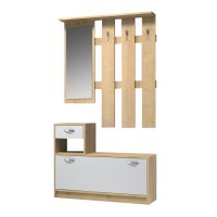 Έπιπλο εισόδου Raynold Megapap χρώμα φυσικό οξιάς - λευκό 100x30x180εκ.