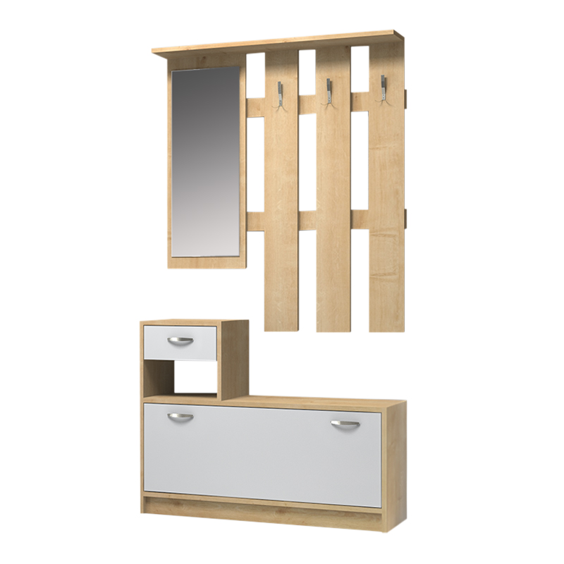 Έπιπλο εισόδου Raynold Megapap χρώμα φυσικό οξιάς - λευκό 100x30x180εκ.