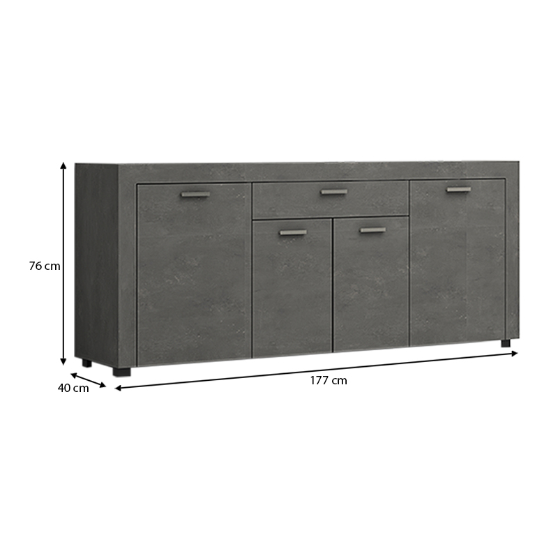 GP028-00812-3 Μπουφές Joseph Megapap χρώμα γκρι σκυροδέματος 177x40x76εκ.