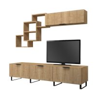 Σύνθεση τηλεόρασης Heydar Megapap χρώμα φυσικό οξιάς 210x35x50εκ.