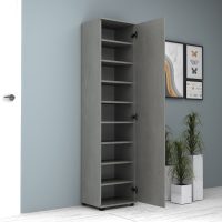 Ντουλάπα ρούχων - παπουτσοθήκη Visla Megapap μονόφυλλη με καθρέπτη χρώμα γκρι σκυροδέματος 45x36x187εκ.