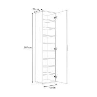 Ντουλάπα ρούχων - παπουτσοθήκη Visla Megapap μονόφυλλη με καθρέπτη χρώμα γκρι σκυροδέματος 45x36x187εκ.