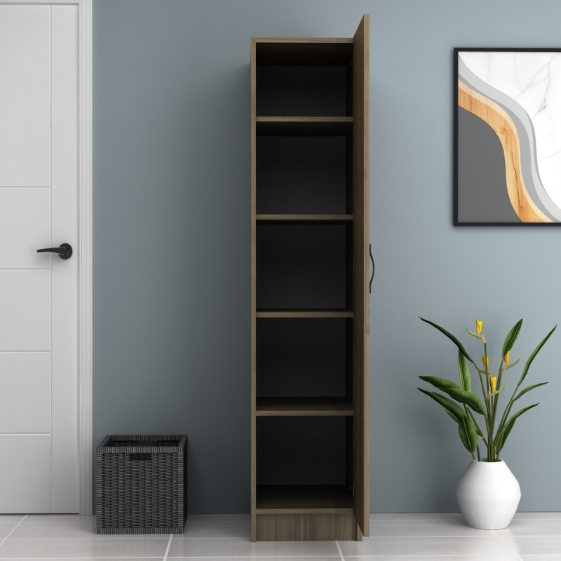 GP028-01113-2 Ντουλάπα ρούχων Ricardo Megapap μονόφυλλη χρώμα καρυδί 40x51,8x181εκ.