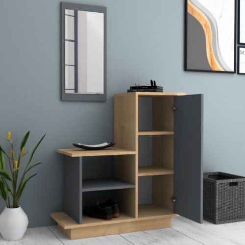 GP028-01131-1 Έπιπλο εισόδου Cute Megapap χρώμα φυσικό οξιάς - ανθρακί 90x35x95εκ.