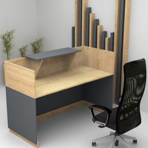 GP028-01141-1 Γραφείο υποδοχής - reception Lemmon Megapap χρώμα φυσικό οξιάς - ανθρακί 120x70x110εκ.