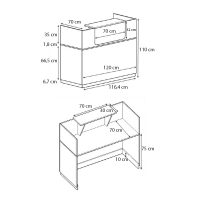 Γραφείο υποδοχής - reception Lemmon Megapap χρώμα φυσικό οξιάς 120x70x110εκ.