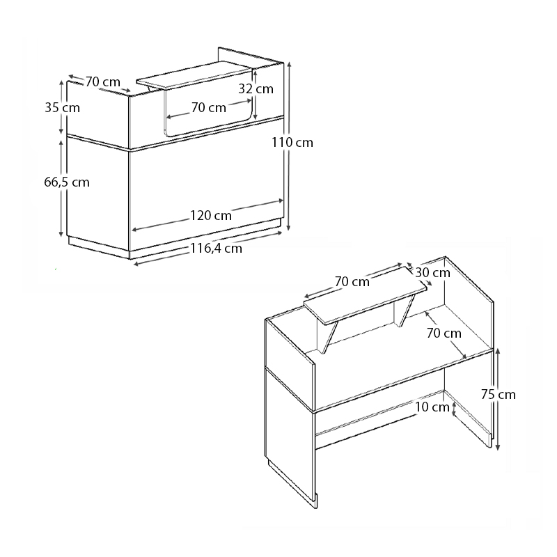 Γραφείο υποδοχής - reception Lemmon Megapap χρώμα γκρι σκυροδέματος 120x70x110εκ.